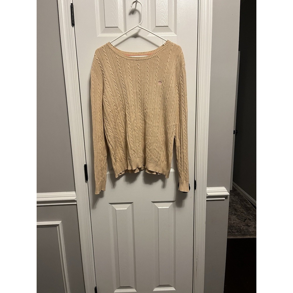 IZOD Tan Cable Knit Crewneck Sweater Sz. XL.